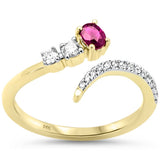 <span style="color:purple">SPECIAL!</span> .41ct G SI 14K Yellow Gold Diamond & Ruby Gemstones Open Ring Size 6.5