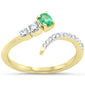 <span style="color:purple">SPECIAL!</span> .36ct G SI 14K Yellow Gold Diamond & Emerald Gemstones Open Ring Size 6.5