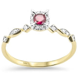 .25ct G SI 14K Yellow Gold Diamond & Ruby Gemstones Ring Size 6.5