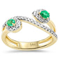 <span style="color:purple">SPECIAL!</span> .59ct G SI 14K Yellow Gold Diamond & Emerald Double Shank Band Ring Size 6.5