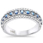 <span style="color:purple">SPECIAL!</span> 1.48ct G SI 14K White Gold Diamond & Blue Sapphire Gemstones Band Ring Size 6.5