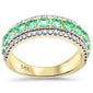 <span style="color:purple">SPECIAL!</span> 1.09ct G SI 14K Yellow Gold Diamond & Emerald Gemstones Band Ring Size 6.5