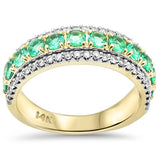 1.14ct G SI 14K Yellow Gold Diamond & Emerald Gemstones Band Ring Size 6.5