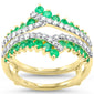 <span style="color:purple">SPECIAL!</span> 1.02ct G SI 14K Yellow Gold Diamond & Emerald Gemstones Double Shank Band Ring Size 6.5