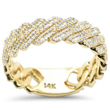 .98ct G SI 14K Yellow Gold Round & Baguette Diamonds Cuban Ring Size 10