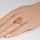 <span style="color:purple">SPECIAL!</span> 8.11ct G SI 14K Rose Gold Round Diamond & Morganite Ring Size 6.5