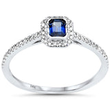 .46ct G SI 14K White Gold Diamond & Blue Sapphire Gemstone Ring Size 6.5