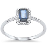 <span style="color:purple">SPECIAL!</span> .68ct G SI 14K White Gold Round Diamond & Blue Sapphire Gemstones Ring Size 6.5