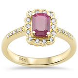 1.24ct G SI 14K Yellow Gold Round Diamond & Ruby Gemstones Ring Size 6.5