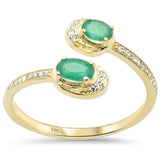 <span style="color:purple">SPECIAL!</span> .53ct G SI 14K Yellow Gold Round Diamond & Emerald Gemstones Open Ring Size 6.5