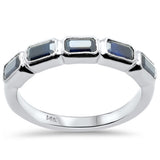 1.73ct G SI 14K White Gold 5 Stone Blue Sapphire Gemstone Band Ring Size 6.5