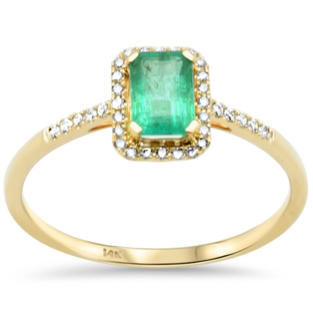 <span style="color:purple">SPECIAL!</span> .64ct G SI 14K Yellow Gold Round Diamond & Emerald Gemstones Ring Size 6.5