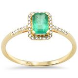<span style="color:purple">SPECIAL!</span> .64ct G SI 14K Yellow Gold Round Diamond & Emerald Gemstones Ring Size 6.5