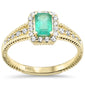 <span style="color:purple">SPECIAL!</span> .85ct G SI 14K Yellow Gold Round Diamond & Emerald Gemstones Ring Size 6.5