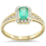 <span style="color:purple">SPECIAL!</span> .77ct G SI 14K Yellow Gold Round Diamond & Emerald Gemstones Ring Size 6.5