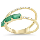 1.02ct G SI 14K Yellow Gold Round Diamond & Emerald Gemstones Ring Size 6.5
