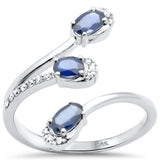<span style="color:purple">SPECIAL!</span> .89ct G SI 14K White Gold Round Diamond & Blue Sapphire Gemstones Ring Size 6.5