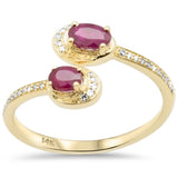 .74ct G SI 14K Yellow Gold Round Diamond & Ruby Gemstones Ring Size 6.5
