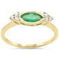 <span style="color:purple">SPECIAL!</span> .54ct G SI 14K Yellow Gold Round Diamond & Emerald Gemstone Band Ring Size 6.5