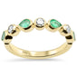 <span style="color:purple">SPECIAL!</span> .68ct G SI 14K Yellow Gold Round Diamond & Emerald Gemstone Band Ring Size 6.5
