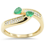 .41ct G SI 14K Yellow Gold Round Diamond & Emerald Gemstone Ring Size 6.5