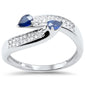 <span style="color:purple">SPECIAL!</span> .54ct G SI 14K White Gold Round Diamond & Blue Sapphire Gemstones Ring Size 6.5