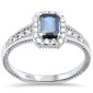<span style="color:purple">SPECIAL!</span> 1.01ct G SI 14K White Gold Round Diamond & Blue Sapphire Gemstones Ring Size 6.5