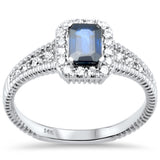 <span style="color:purple">SPECIAL!</span> 1.01ct G SI 14K White Gold Round Diamond & Blue Sapphire Gemstones Ring Size 6.5