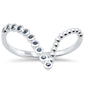 .10ct G SI 14K White Gold Blue Sapphire Chevron Band Ring Size 6.5