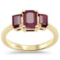 <span style="color:purple">SPECIAL!</span> 2.10ct G SI 14K Yellow Gold Three Stone Natural Ruby Gemstone Ring Size 6.5