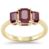 1.87ct G SI 14K Yellow Gold Three Stone Natural Ruby Gemstone Ring Size 6.5