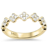 .45ct G SI 14K Yellow Gold Round Diamond Clover Band Ring Size 6.5