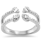 .34ct G SI 14K White Gold Round & Baguette Diamond Open Ring Size 6.5