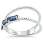 <span style="color:purple">SPECIAL!</span> .94ct G SI 14K White Gold Round Diamond & Blue Sapphire Gemstone Double Shank Band Ring Size 6.5