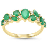 <span style="color:purple">¡ESPECIAL!</span> Anillo de oro amarillo de 14 quilates con diamantes redondos y esmeraldas de 1.21 ct G SI, talla 6.5