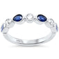 <span style="color:purple">SPECIAL!</span> .90ct G SI 14K White Gold Round Diamond & Blue Sapphire Gemstone Band Ring Size 6.5