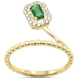 <span style="color:purple">SPECIAL!</span> .36ct G SI 14K Yellow Gold Round Diamond & Emerald Gemstone Ring Size 6.5