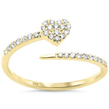 .20ct G SI 14K Yellow Gold Round Diamond Heart Shape Open Ring Size 6.5