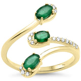 <span style="color:purple">SPECIAL!</span> .63ct G SI 14K Yellow Gold Round Diamond & Emerald Gemstone Ring Size 6.5