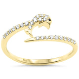 .17ct G SI 14K Yellow Gold Round Diamond Small Whale Ring Size 6.5