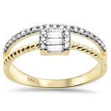 .28ct G SI 14K Yellow Gold Round & Baguette Diamond Ring Size 6.5