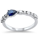 .81ct G SI 14K White Gold Diamond & Blue Sapphire Gemstones Ring Size 6.5
