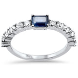 1.16ct G SI 14K White Gold Diamond & Blue Sapphire Gemstones Ring Size 6.5