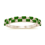 <span style="color:purple">SPECIAL!</span> .74ct G SI 14K Yellow Gold Diamond & Emerald Gemstones Ring Band Size 6.5