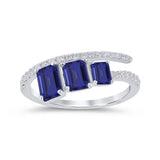 1.91ct G SI 14K White Gold Diamond & Blue Sapphire Gemstones Wrap Around Ring Size 6.5