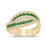 <span style="color:purple">SPECIAL!</span> .87ct G SI 14K Yellow Gold Diamond & Emerald Gemstone Wrap Around Ring Size 6.5