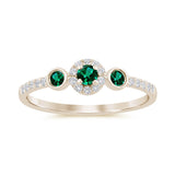 .26ct G SI 14K Yellow Gold Diamond & Emerald Gemstone Ring Size 6.5