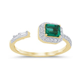 .71ct G SI 14K Yellow Gold Diamond & Emerald Gemstone Ring Size 6.5