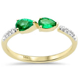 <span style="color:purple">SPECIAL!</span> .47ct G SI 14K Yellow Gold Diamond & Emerald Gemstone Ring Size 6.5