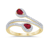 <span style="color:purple">¡ESPECIAL!</span> Anillo Envolvente de Oro Amarillo de 14K con Diamantes y Rubíes de .68ct G SI, Talla 6.5